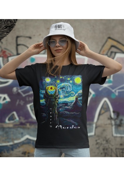 'starry Mordor – Yüzüklerin Efendisi-Van Gogh‘ Baskılı 'regular-Fit' Unisex Tişört fiyatları