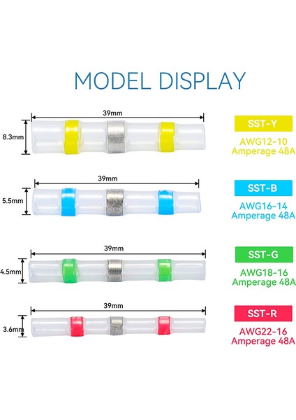 800 Pcs Lehim Contası Tel Konektörü Mavi 16-14 Awg - Isıyla Daralan Lehim Butt Konnektörü Kalaylı Otomatik Deniz Tekne Kıvrım (Yurt Dışından) fiyatları