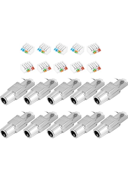 RJ45 Cat7 Konektörleri Aletsiz Yeniden Kullanılabilir Korumalı Ethernet Sonlandırma Fişleri, Internet Fişi, Hızlı Saha Kurulumu (Yurt Dışından)