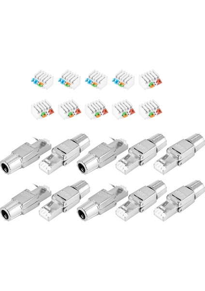 RJ45 Cat7 Konektörleri Aletsiz Yeniden Kullanılabilir Korumalı Ethernet Sonlandırma Fişleri, Internet Fişi, Hızlı Saha Kurulumu (Yurt Dışından)
