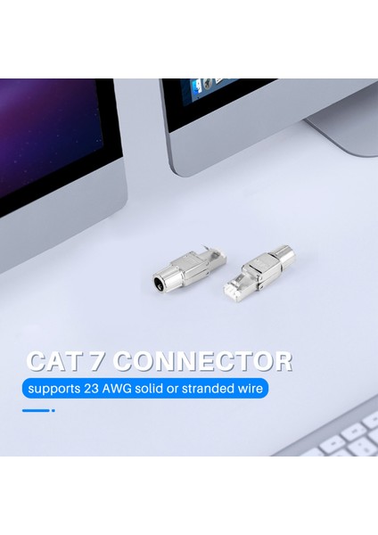 RJ45 Cat7 Konektörleri Aletsiz Yeniden Kullanılabilir Korumalı Ethernet Sonlandırma Fişleri, Internet Fişi, Hızlı Saha Kurulumu (Yurt Dışından)
