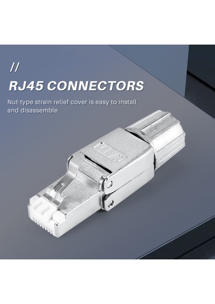 RJ45 Cat7 Konektörleri Aletsiz Yeniden Kullanılabilir Korumalı Ethernet Sonlandırma Fişleri, Internet Fişi, Hızlı Saha Kurulumu (Yurt Dışından)