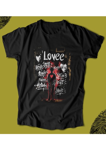 'lovee - Sevgiliye Özel Konsept‘ Baskılı 'regular-Fit' Unisex Tişört