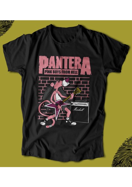'pantera - Pink Boys From Hell‘ Baskılı 'regular-Fit' Unisex Tişört