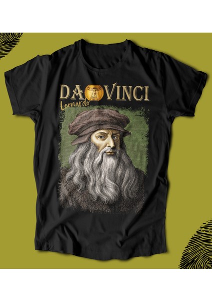'leonardo Da Vinci‘ Baskılı 'regular-Fit' Unisex Tişört