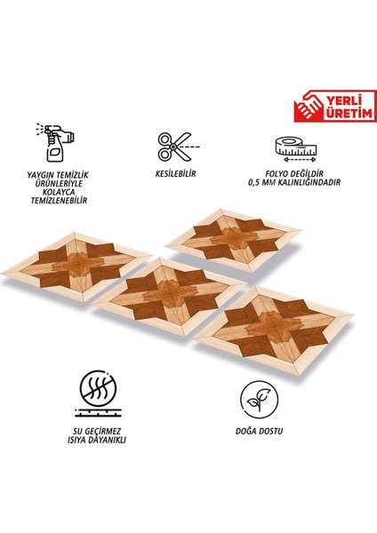 Kendinden Yapışkanlı Ahşap 002 Desenli Pvc Karo 30X30 cm (33 Adet) 3 M2