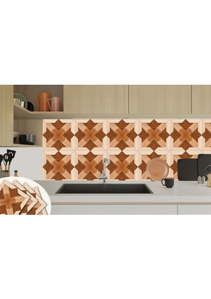 Kendinden Yapışkanlı Ahşap 002 Desenli Pvc Karo 30X30 cm (33 Adet) 3 M2