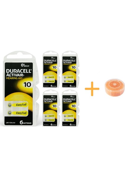 10 Numara İşitme Cihazı Pili (5 Paket x 6 Adet = 30 Adet Pil) + Nem Alıcı Tablet 1 Adet