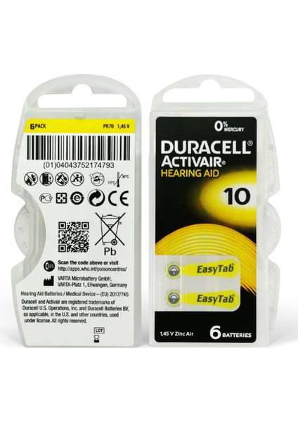 Activair 10 Numara İşitme Cihazı Pili (10 Paket x 6 Adet = 60 Adet Pil) + Işitme Cihazı El Pompası (Puar)