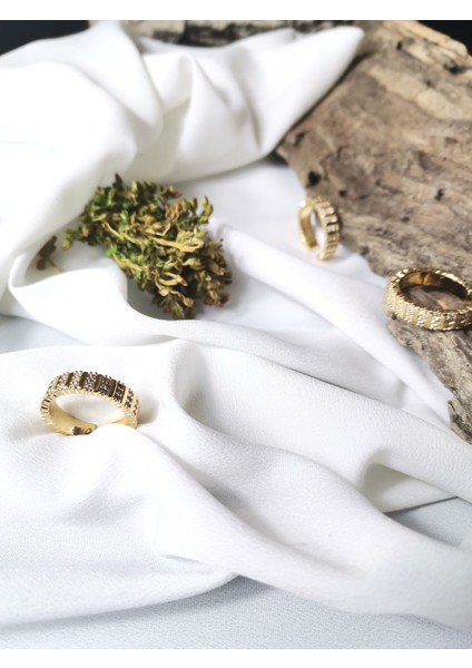 Kadın Gold Renk Italyan Model Zirkon Taşlı Ayarlanabilir Yüzük fiyatları