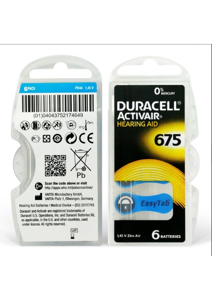 Activair 675 Numara Işitme Cihazı Pili (5 Paket x 6 Adet = 30 Adet Pil) + Işitme Cihazı Nem Alıcı Tablet
