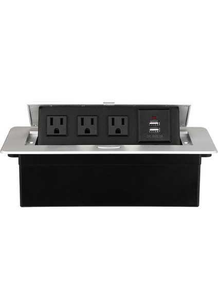 3 Çıkışlı Açılır Zemin Elektrik Çıkışı Gömme Gizli Tezgah Üstü Priz 2 USB Bağlantı Noktalı Zemin Çıkış Kutusu ATak (Yurt Dışından)