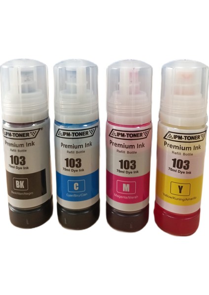 Epson Ecotank 103 Uyumlu Mürekkep Set 4X70ML Epson Ecotank 103 Uyumlu Mürekkep Set 4X70ML