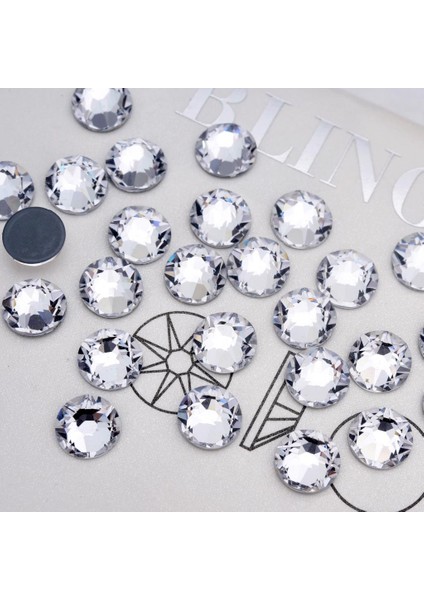 Ultra Premium Kalite (2088) Altı Düz Ütü Ile Yapışan (Hotfix) Kristal Taş SS16 (3.8-4mm) Crystal (10 Gross - 1440 Adet)