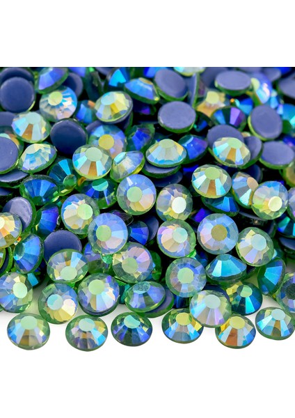 Premium Kalite Altı Düz Ütü Ile Yapışan (Hotfix) Kristal Taş SS16 (3.8-4mm) Light Peridot Ab (10 Gross - 1440 Adet)