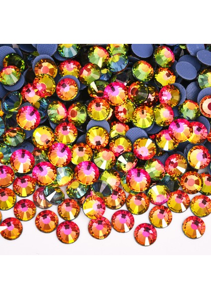 Premium Kalite Altı Düz Ütü Ile Yapışan (Hotfix) Kristal Taş SS16 (3.8-4mm) Rainbow (10 Gross - 1440 Adet)