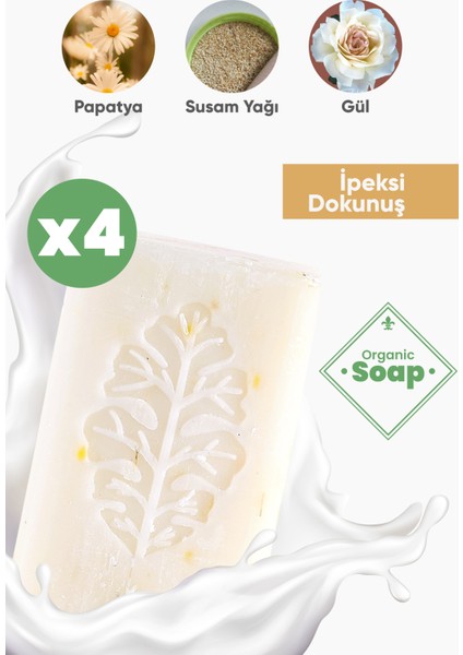 4'lü Gül Susam Papatya Sabunu - Natural Saç ve Cilt Bakım Nemlendirici 4X100G modelleri