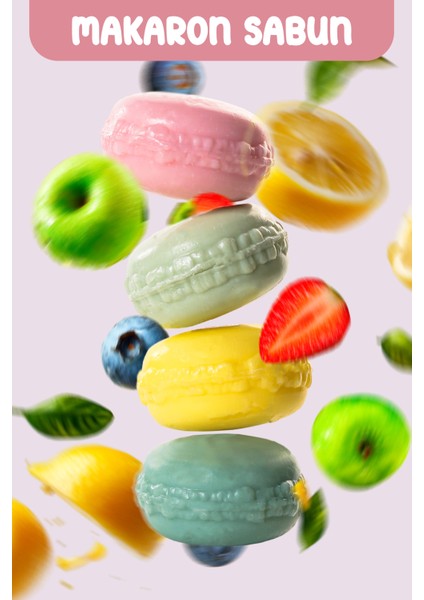 4lü Makaron Sabun Çilek-Limon-Yeşil Elma-Yaban Mersini 4X50G.