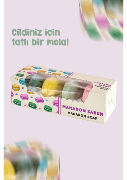 4lü Makaron Sabun Çilek-Limon-Yeşil Elma-Yaban Mersini 4X50G.