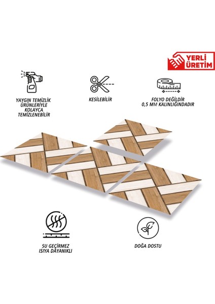 Kendinden Yapışkanlı Ahşap 013 Desenli Pvc Karo 30X30 cm (33 Adet) 3 M2