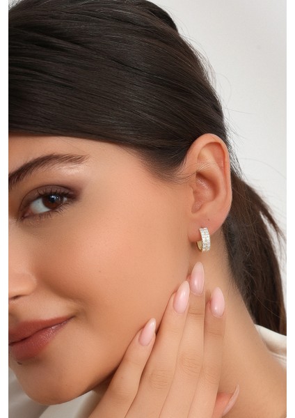 Kadın 925 Ayar Gümüş Zirkon Taşlı Küpe