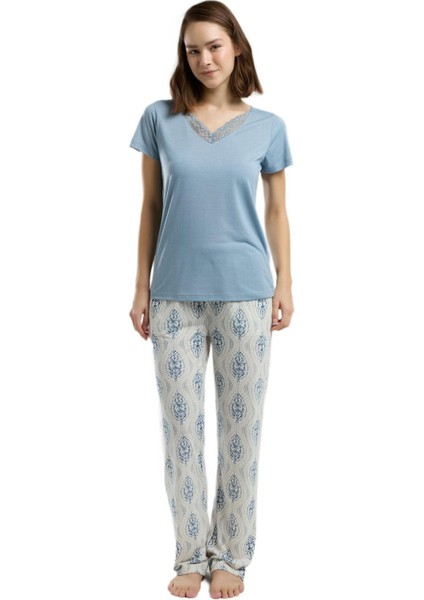 Kadın Mavi Pijama Takımı 3257-S