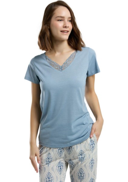 Kadın Mavi Pijama Takımı 3257-S