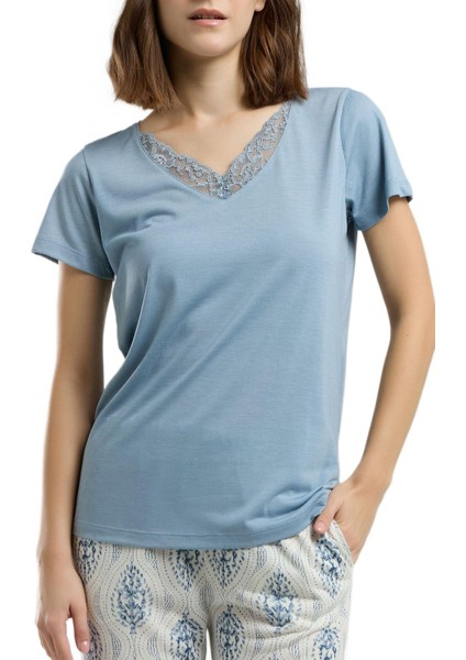 Kadın Mavi Pijama Takımı 3257-S