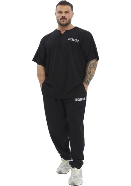 Erkek Loose Fit Eşofman Altı Nakışlı Spor Pantolon Bgsm PNT1415 fırsatları