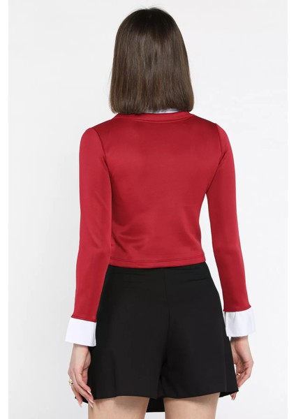 Kadın Gömlek Garnili Crop Bluz modelleri