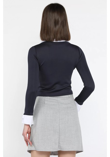 Kadın Gömlek Garnili Crop Bluz modelleri