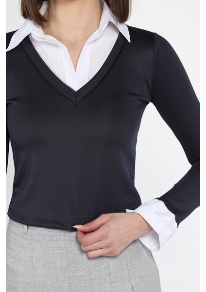 Kadın Gömlek Garnili Crop Bluz fırsatları