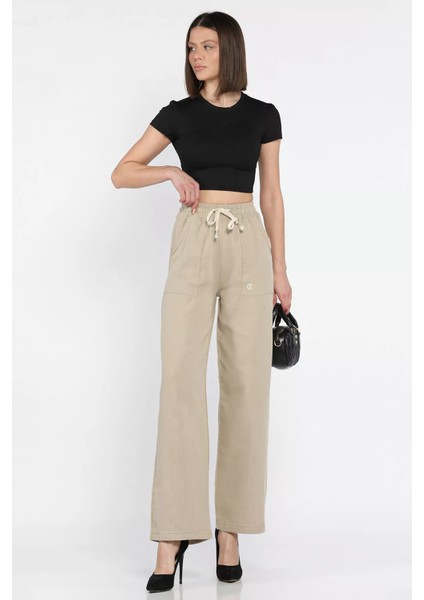 Bel Bağlamalı Kadın Bol Paça Pantolon fiyatları