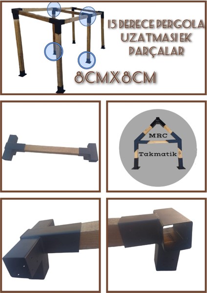 Mrc Takmatik Ahşap Carpot Çardak Pergola Montaj Aparatı Seti Demir Bağlantı Braket Pergole Bungalov Bahçe Ev Çadır