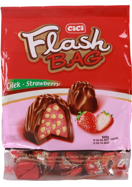 Flash Bag Çilekli 500 Gr. (1 Poşet)