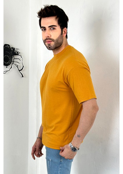 Oversize Nefes Alan Kumaş Bisiklet Yaka T-Shirt fiyatları