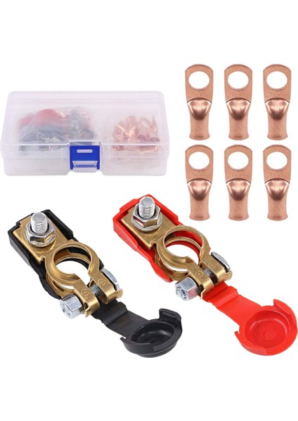 Adet Bakır Akü Kutup Başları Negatif ve Pozitif Terminal Kelepçeleri Konnektörleri Bakır Halka Çeşitler Kiti Araba Için (Yurt Dışından)