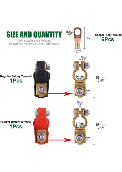 Adet Bakır Akü Kutup Başları Negatif ve Pozitif Terminal Kelepçeleri Konnektörleri Bakır Halka Çeşitler Kiti Araba Için (Yurt Dışından) indirimleri