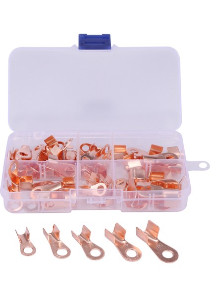 Açık Namlu Bakır Halka Pabucu Terminalleri Tel Sıkma Konnektör Çeşitleri Kiti Ot 10A 20A 30A 40A 50A (70'li Paket) (Yurt Dışından)