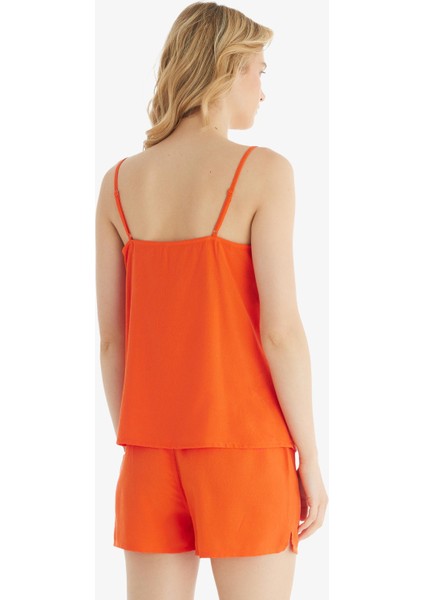Kadın Premium Ekovero İnce Askılı Şortlu Mercan Pijama Takımı C1T3N5O06 fiyatları