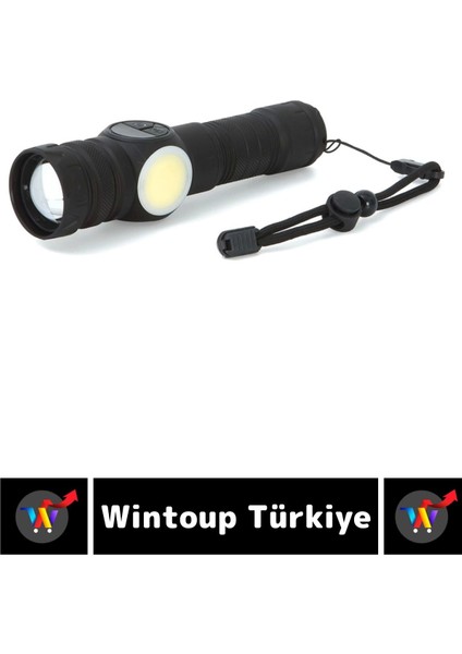 Premium Kamp Avcı Deprem Balıkçı Güvenlik 9 Modlu Uzun Mesafeli Güçlü Işık Şarjlı El Feneri