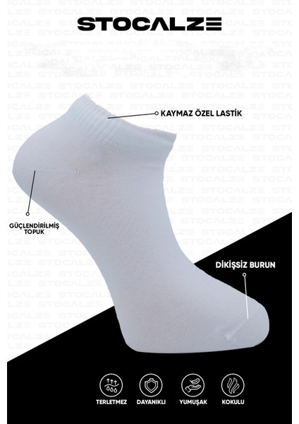 Unisex Bambu Düz Patik. Dikişsiz,terletmez,yumuşak 6'lı Kutulu Siyah Beyaz Çorap Seti