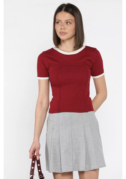 Kadın Bisiklet Yaka Dikiş Detaylı Kaşkorse Bluz fiyatları