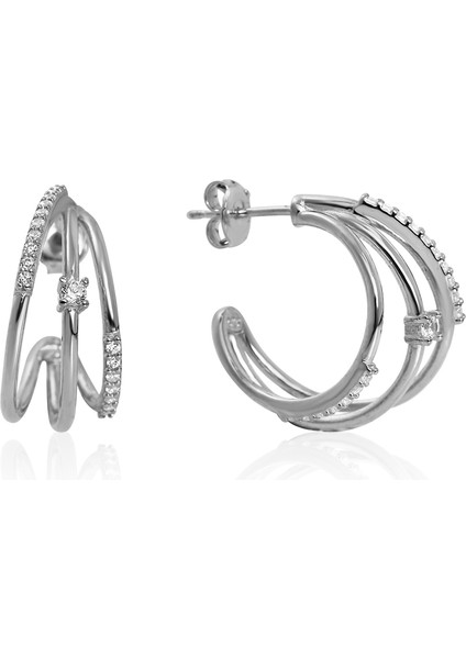 Kadın 925 Ayar Gümüş Zirkon Taşlı Küpe fırsatları