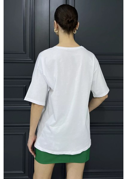 Baskılı Bisiklet Yaka Kadın Tişört modelleri