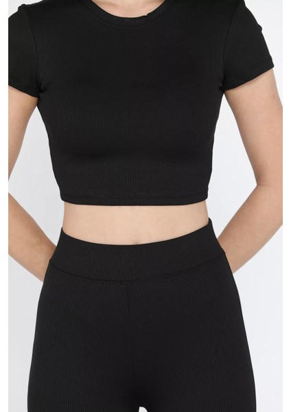 Kadın Ispayol Paça Tayt Crop Fitilli Ikili Takım fırsatları