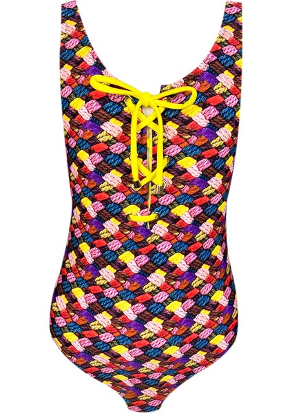 Örgü Desenli Kuşgözü Detaylı Kız Çocuk Mayo By Nessi Byrd