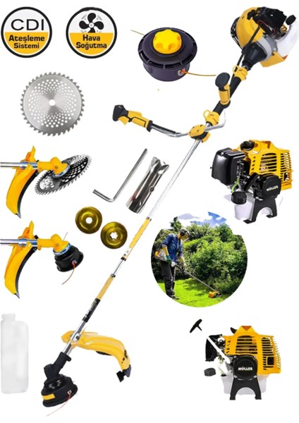 Alman 2.4 Hp Bp Eur5 Motorlu Yan Tipi Benzinli Ot Çalı Tırpanı Çim Biçme Makinesi A' Sınıf