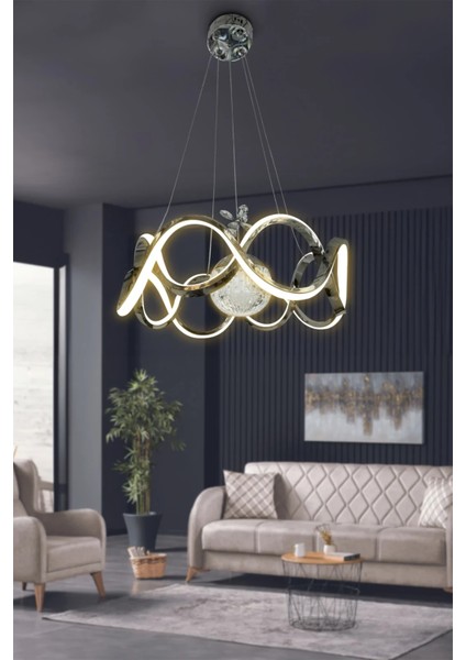 Drift Modeli Modern Sarkıt LED Avize - 3 Renk Kumandalı