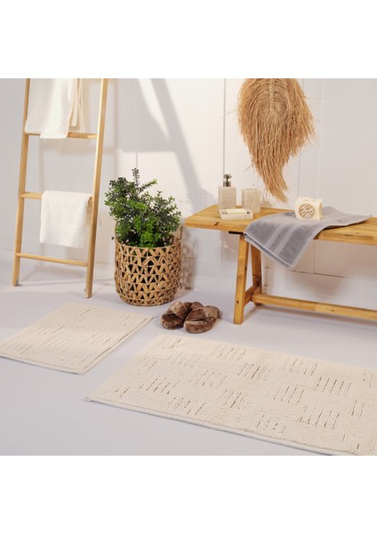 Kaşmir Halı Wave Paspas Beyaz 60 x 90-40 x 60 cm